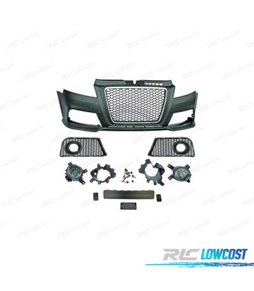 PARAURTI ANTERIORE AUDI A3 8P 08-12 LOOK RS3 CROMATO PDC SRA + FENDINEBBIA