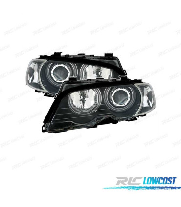 FARI BMW E46 COUPE 99-03 OCCHI ANGEL CCFL FRECCE SFONDO NERO