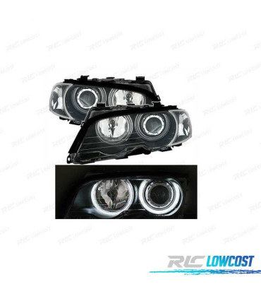 FARI BMW E46 COUPE 99-03 OCCHI ANGEL CCFL FRECCE SFONDO NERO