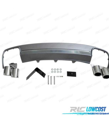 KIT DIFFUSORE AUDI A4 B8 11-15 LOOK S4 2 TERMINALI DOPPI INOX