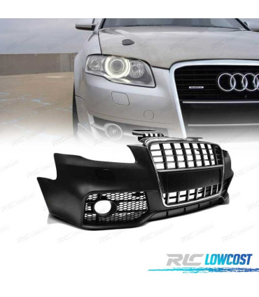 PARAURTI ANTERIORE PER AUDI A4 B7 04-08 LOOK S LINE CROMO NERO
