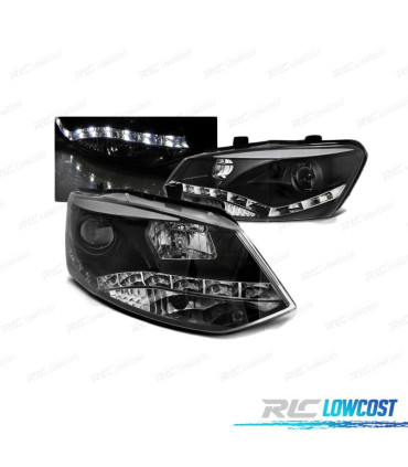 FARI TRU DRL PER VOLKSWAGEN VW POLO 6R 09-14 NERI