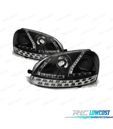 FARI PER VOLKSWAGEN VW GOLF 5 03-08 LUCE DIURNA A LED NUOVA GENERAZIONE NERI