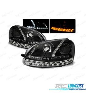 FARI PER VOLKSWAGEN VW GOLF 5 03-08 LUCE DIURNA A LED NUOVA GENERAZIONE NERI