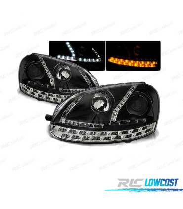FARI PER VOLKSWAGEN VW GOLF 5 03-08 LUCE DIURNA A LED NUOVA GENERAZIONE NERI