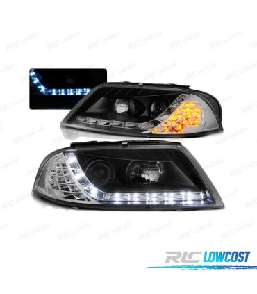 FARI DAYLIGHT PER VOLKSWAGEN VW PASSAT 3BG 00-05 CON INDICATORE LED NERI