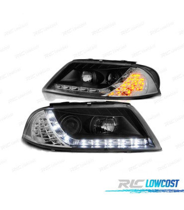 FARI DAYLIGHT PER VOLKSWAGEN VW PASSAT 3BG 00-05 CON INDICATORE LED NERI
