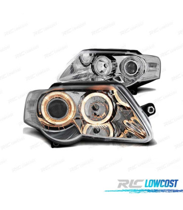 FARI PER VOLKSWAGEN VW PASSAT B6 3C 05-10 ANGEL EYES CROMATI