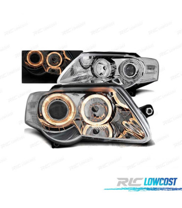 FARI PER VOLKSWAGEN VW PASSAT B6 3C 05-10 ANGEL EYES CROMATI