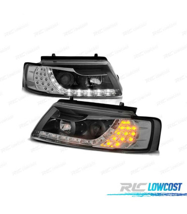 FARI DAYLIGHT PER VOLKSWAGEN VW PASSAT 3B 96-00 CON INDICATORE LED NERI