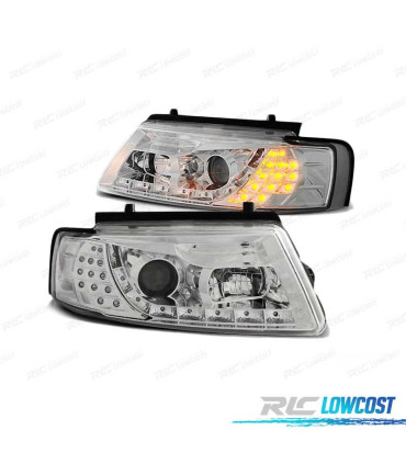 FARI FENDINEBBIA CON LUCE DIURNA PER VOLKSWAGEN VW PASSAT B5 96-00 CROMATI