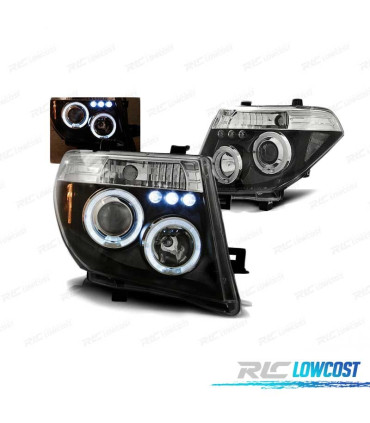 FARI PER NISSAN NAVARA D40 PATHFINDER 05-10 ANGEL EYES LED NERI