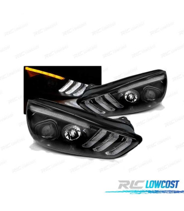 FARI DRL PER FORD FOCUS MK3 15-18 NERI CON FRECCIA DINAMICA