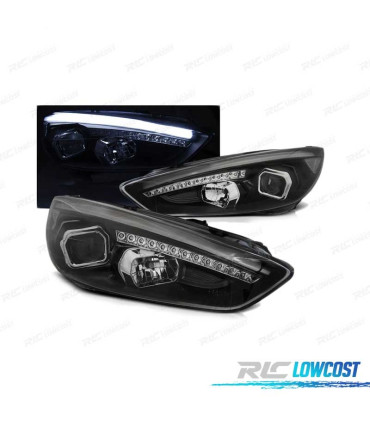FARI PER FORD FOCUS MK3 15-18 LED TRU DRL NERI