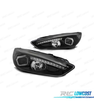 FARI PER FORD FOCUS MK3 15-18 LED TRU DRL NERI