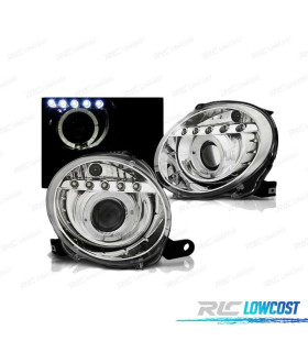 FARI OCCHI ANGEL LED PER FIAT 500 07- CROMATI