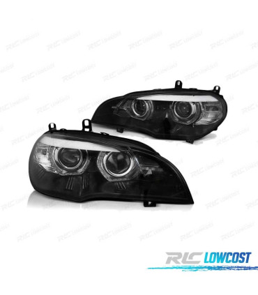 FARI XENO BMW X5 E70 07-10 ANGEL EYES 3D AFS NERO