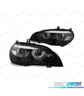 FARI XENON PER BMW X5 E70 07-10 ANGEL EYES 3D NERO