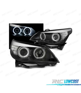 FARI BMW E60 E61 03-07 ANGEL EYES CCFL FRECCIA LED NERI