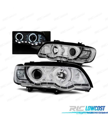 FARI OCCHI ANGELICI PER BMW X5 E53 99-03 XENON CROMATI