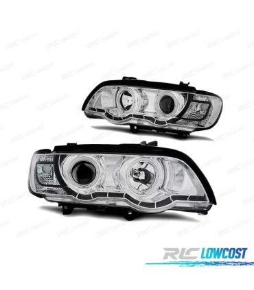 FARI OCCHI ANGELICI PER BMW X5 E53 99-03 XENON CROMATI