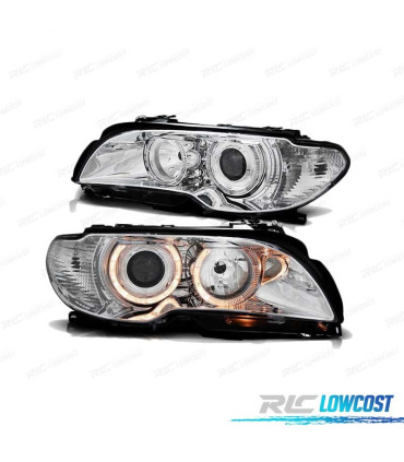 FARI BMW E46 03-06 COUPE CABRIO OCCHI ANGELICI CROMATI