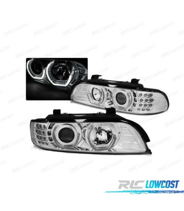 FARI BMW E39 95-03 ANGEL EYES 3D CROMATI FRECCE A LED