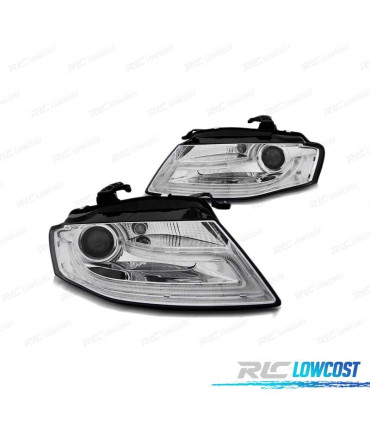 FARI A LED PER AUDI A4 B8 08-11 CON DRL TRU CROMATI ADATTABILI XENON ORIGINALE
