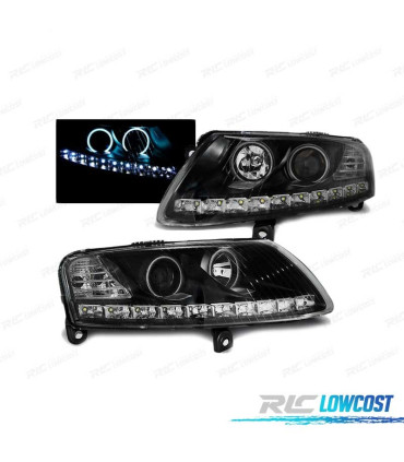 FARI OCCHI ANGELICI PER AUDI A6 C6 04-08 OCCHI ANGELICI LED NERI