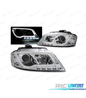 FARI A LED AUDI A3 8P 08-12 CON DRL TRU CROMATI