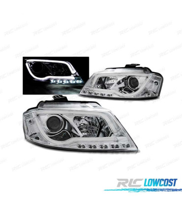FARI A LED AUDI A3 8P 08-12 CON DRL TRU CROMATI