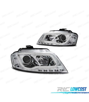 FARI A LED AUDI A3 8P 08-12 CON DRL TRU CROMATI