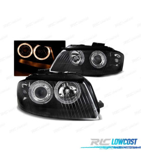 FARI OCCHI ANGELICI AUDI A3 8P 03-08 FONDO NERO