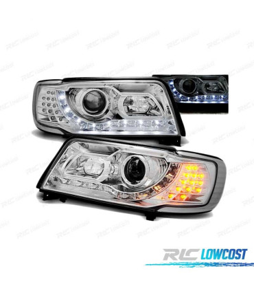 FARI AUDI 100 C4 90-94 LUCE DIURNA A LED CROMATA
