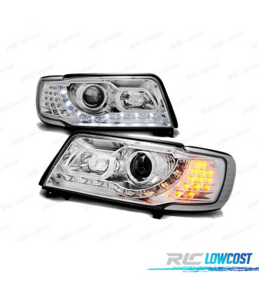 FARI AUDI 100 C4 90-94 LUCE DIURNA A LED CROMATA