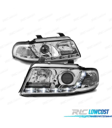 FARI ANTERIORI DAYLIGHT LED PER AUDI A4 B5 99-00 CROMATI
