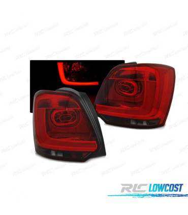 FANALI VOLKSWAGEN VW POLO 6R 09-13 BAR LED ROSSO AFFUMICATO