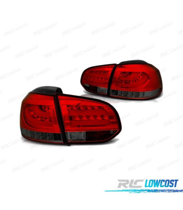 FARI LED PER VOLKSWAGEN VW GOLF 6 08-12 ROSSO FUMÉ LED BAR