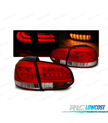 FANALI A LED PER VOLKSWAGEN VW GOLF 6 08-12 ROSSO BIANCO BARRE A LED