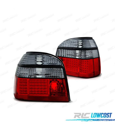 FANALI PER VOLKSWAGEN VW GOLF 3 91-97 LED ROSSO AFFUMICATO
