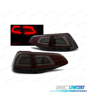 FANALI A LED PER VOLKSWAGEN VW GOLF 7 12-17 CON BARRE A LED ROSSO, COLORE FUMÈ.