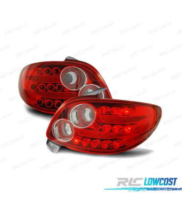 FARI LED PER PEUGEOT 206 98- ROSSO BIANCO LED