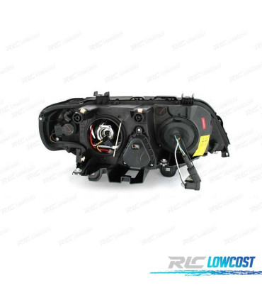 FARI PER BMW X5 E53 99-03 ANGEL EYES FONDO NERO ANELLO ALOGENO