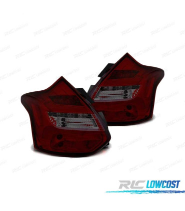 FANALI ROSSI FORD FOCUS 3 HATCHBACK 11-14 FUME FRECCIA A LED DINAMICA