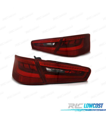 FANALI A LED BAR PER AUDI A3 8V 3D 12-16 ROSSO AFFUMICATO