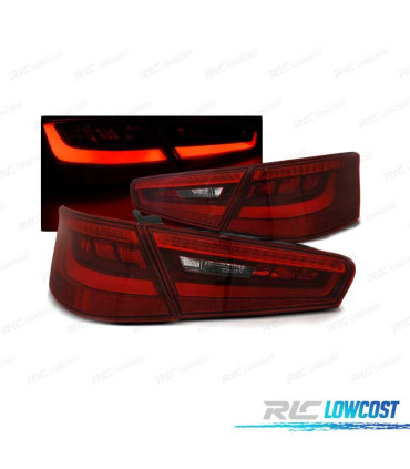 FANALI A LED BAR PER AUDI A3 8V 3D 12-16 ROSSO AFFUMICATO
