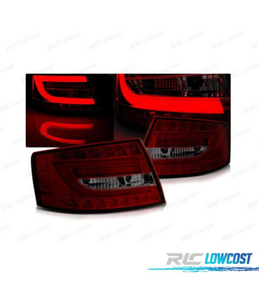FANALI A LED BAR ROSSO PER AUDI A6 C6 SEDAN 04-08 FUMÉ 6 PIN