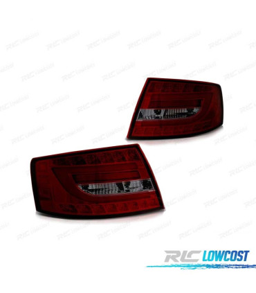 FANALI A LED BAR ROSSO PER AUDI A6 C6 SEDAN 04-08 FUMÉ 6 PIN