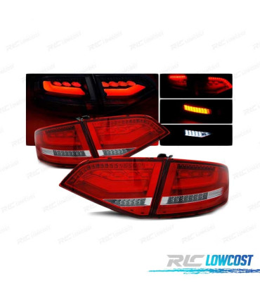 FANALI A LED PER AUDI A4 B8 08-11 SEDAN ROSSO BIANCO LED