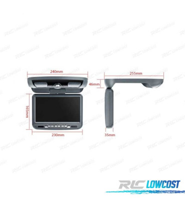 SCHERMO TETTO 9 POLLICI HD USB SD DVD COLORE GRIGIO